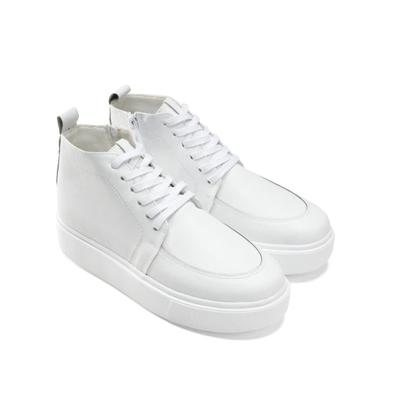 High Top Sneakers with Side Zip Detail - White