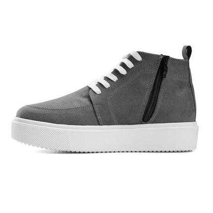 High Top Sneakers with Side Zip Detail - Gray