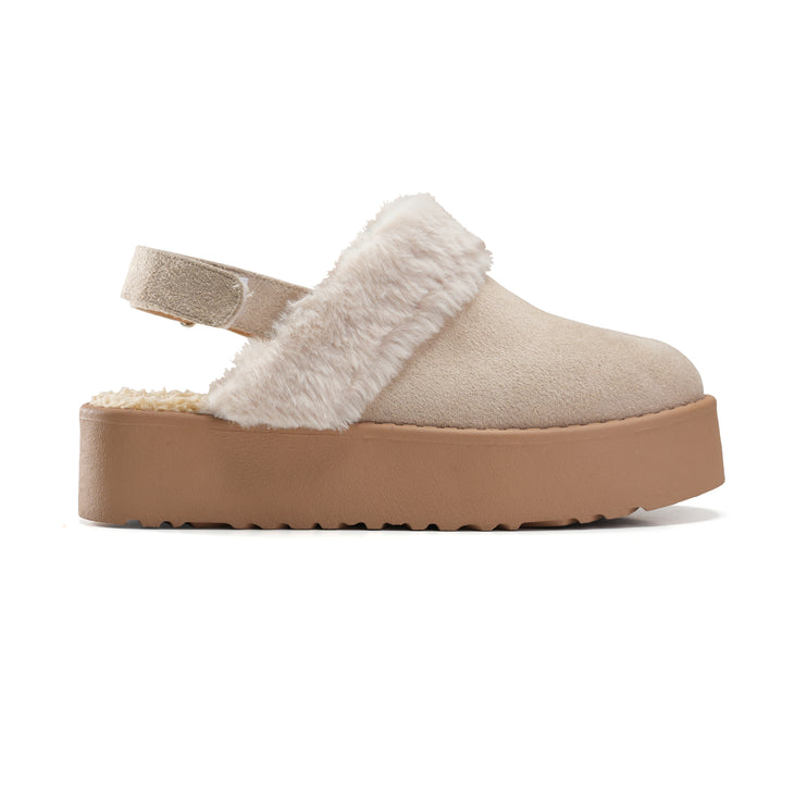 Suede Platform Clogs for Effortless Style - Beige