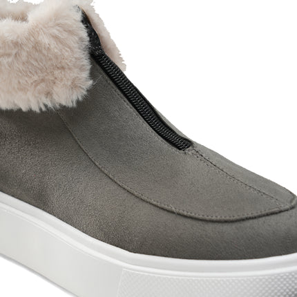 Fur Lined Sneakers for Winter Warmth - Gray