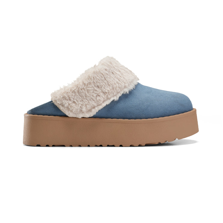 Faux Fur Mules That Keep You Stylish and Warm - Blue