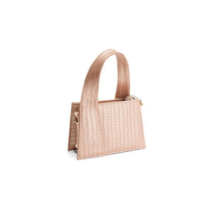 The Luxe Croc Textured Handbag - Gold Rose