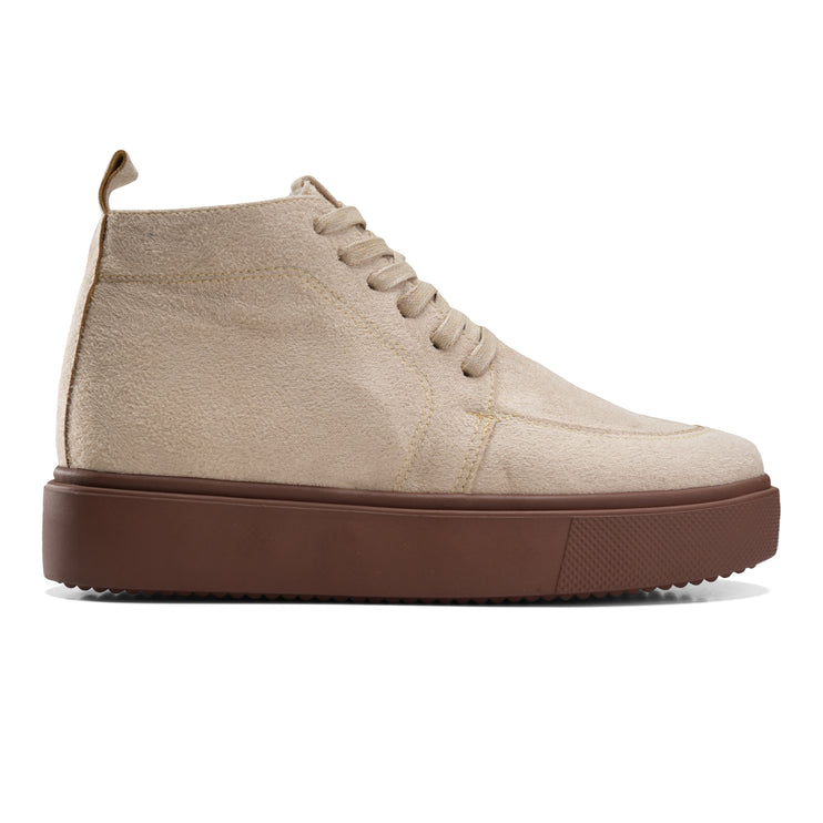 High Top Sneakers with Side Zip Detail - Beige