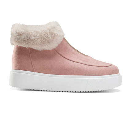 Fur Lined Sneakers for Winter Warmth - Pink