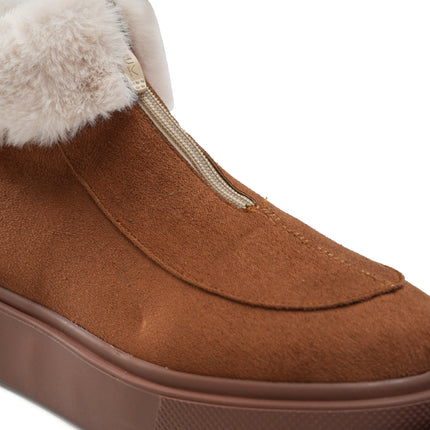 Fur Lined Sneakers for Winter Warmth - Brown