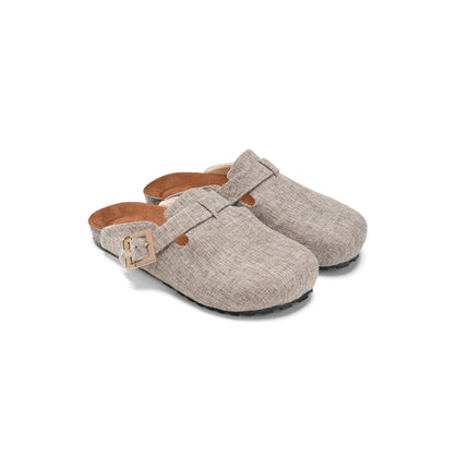 Furry Buckle Flats for Ultimate Comfort and Style - Beige