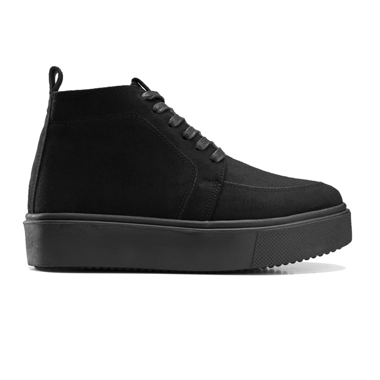 High Top Sneakers with Side Zip Detail - Black