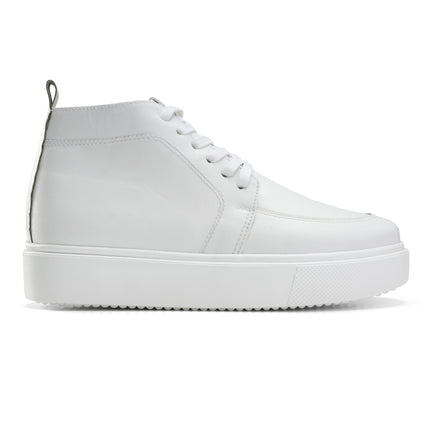 High Top Sneakers with Side Zip Detail - White