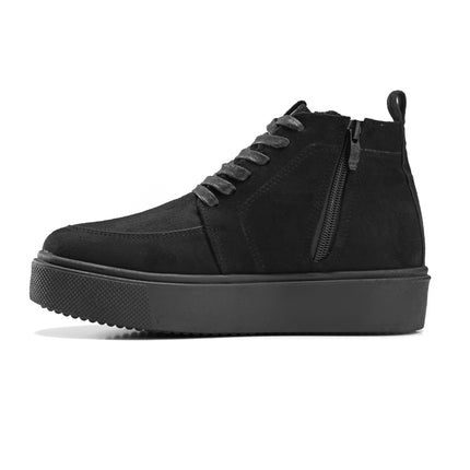 High Top Sneakers with Side Zip Detail - Black