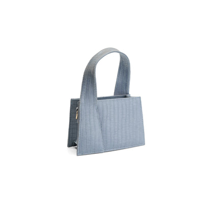 The Luxe Croc Textured Handbag - Blue