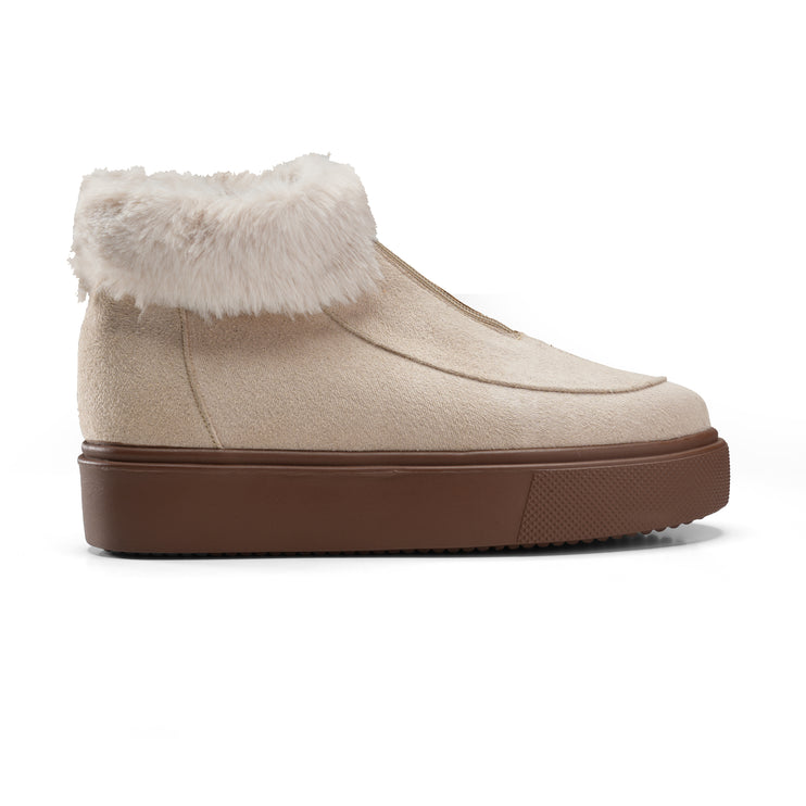 Fur Lined Sneakers for Winter Warmth - Beige