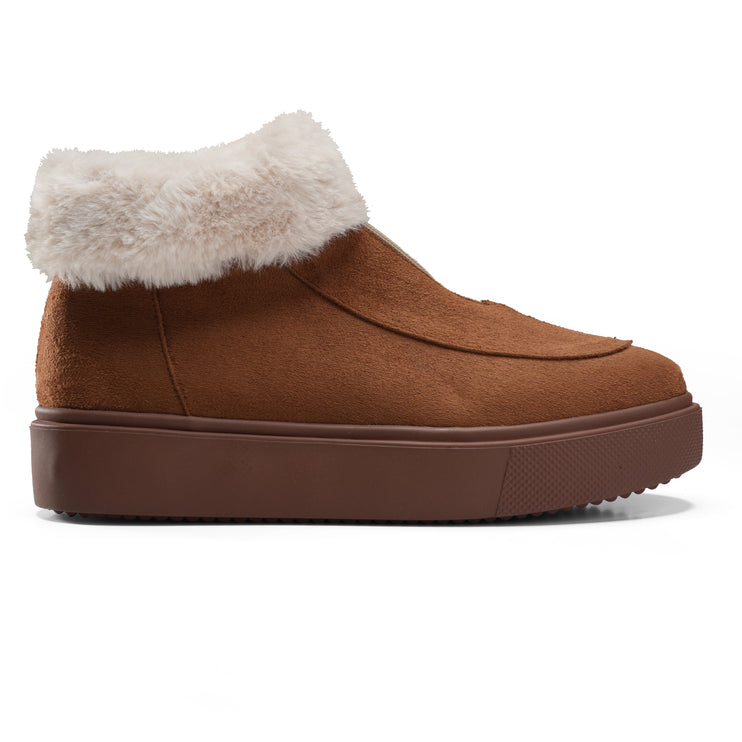 Fur Lined Sneakers for Winter Warmth - Brown