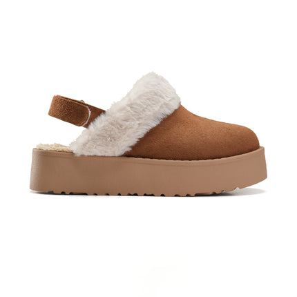 Suede Platform Clogs for Effortless Style - Brown