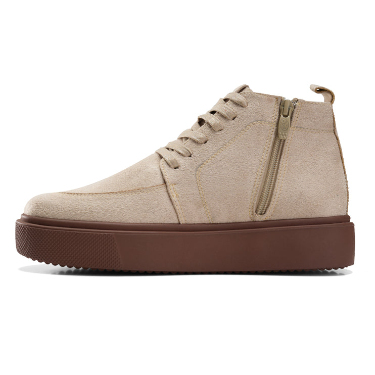 High Top Sneakers with Side Zip Detail - Beige