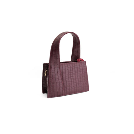 The Luxe Croc Textured Handbag - Maroon