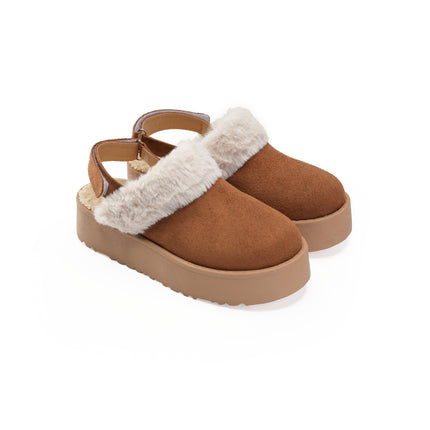 Suede Platform Clogs for Effortless Style - Brown