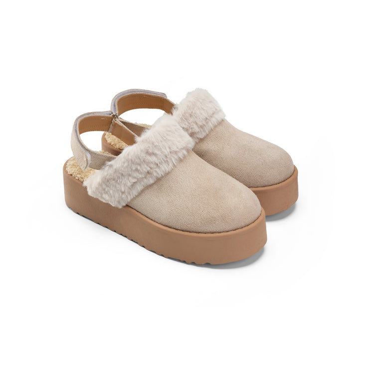 Suede Platform Clogs for Effortless Style - Beige