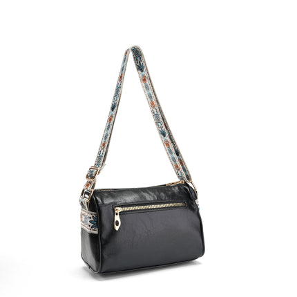 Boho-Inspired Shoulder Bag - Black