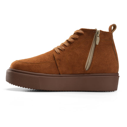 High Top Sneakers with Side Zip Detail - Brown