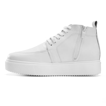 High Top Sneakers with Side Zip Detail - White