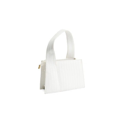 The Luxe Croc Textured Handbag - White