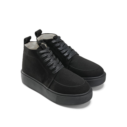 High Top Sneakers with Side Zip Detail - Black