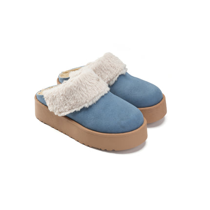 Faux Fur Mules That Keep You Stylish and Warm - Blue