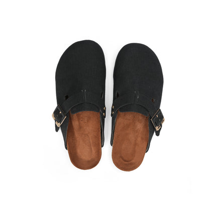 Furry Buckle Flats for Ultimate Comfort and Style - Black