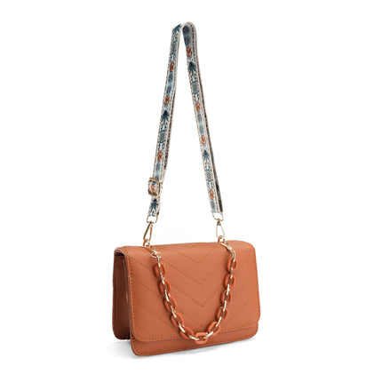 Quilted Bag with Chain Detail - Camel