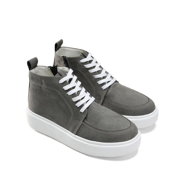 High Top Sneakers with Side Zip Detail - Gray