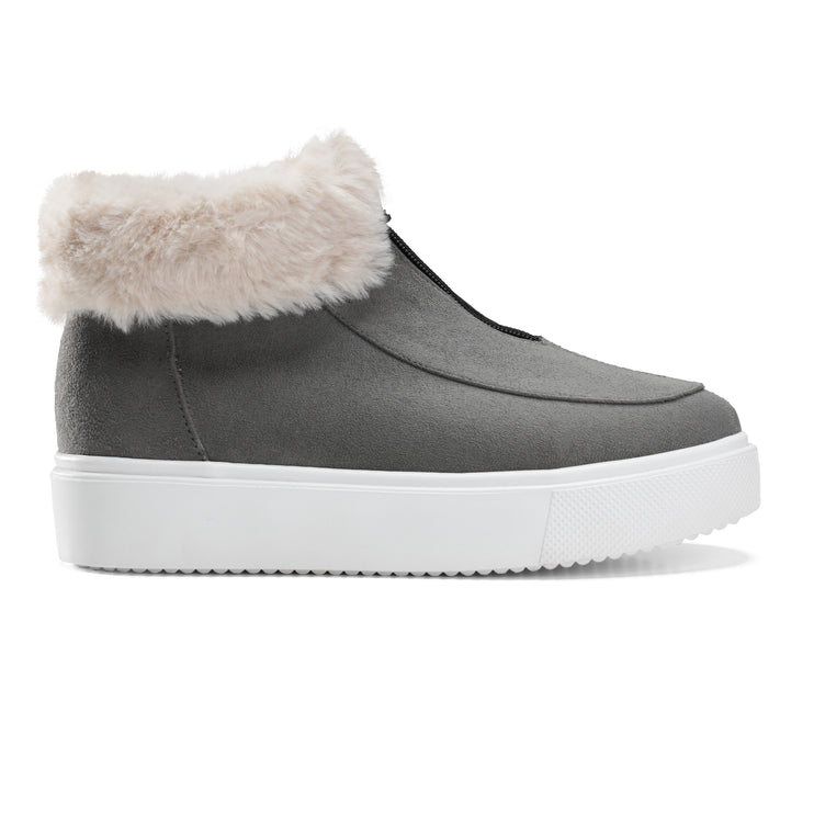 Fur Lined Sneakers for Winter Warmth - Gray