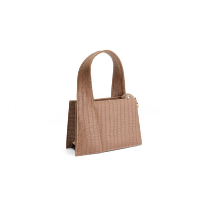 The Luxe Croc Textured Handbag - Brown