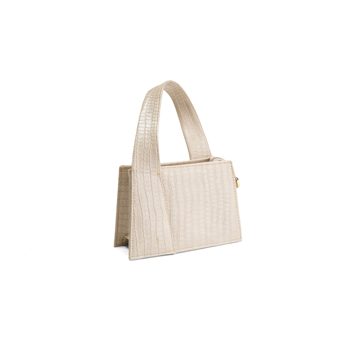 The Luxe Croc Textured Handbag - Beige