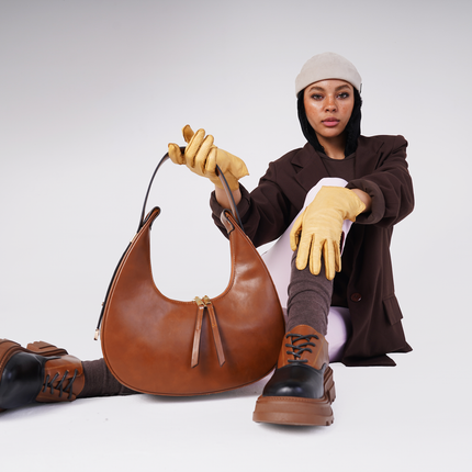 Semic | Faux Leather Hand / Cross Bag - Camel