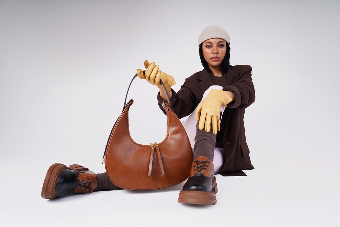 Semic | Faux Leather Hand / Cross Bag - Camel