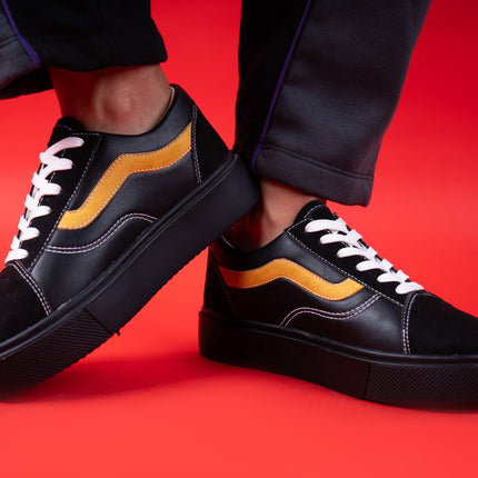 Strike | Lace Up Sneakers - Black X Yellow