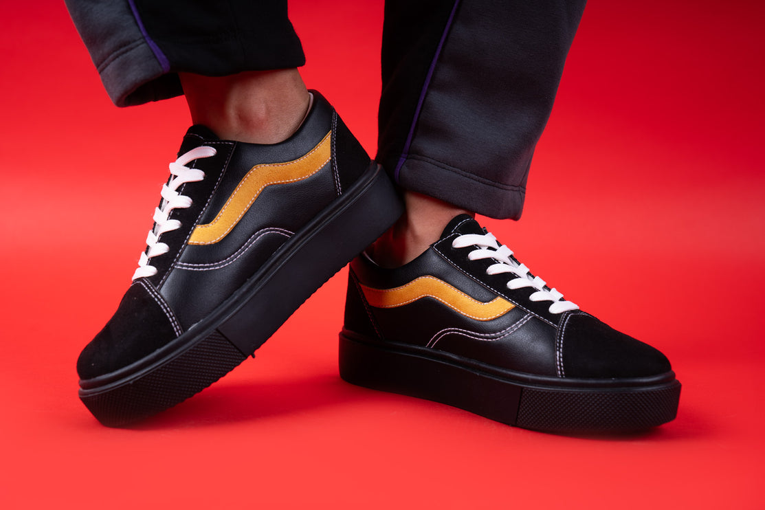 Strike | Lace Up Sneakers - Black X Yellow