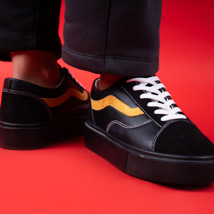 Strike | Lace Up Sneakers - Black X Yellow