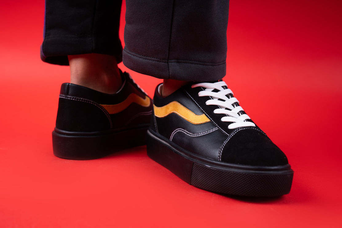 Strike | Lace Up Sneakers - Black X Yellow