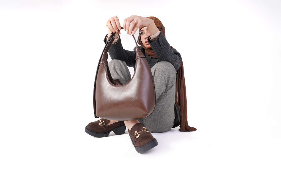 Chicac | Faux Leather Hobo Bag - Brown