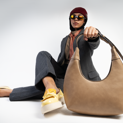 Chicac | Faux Leather Hobo Bag - Cafe