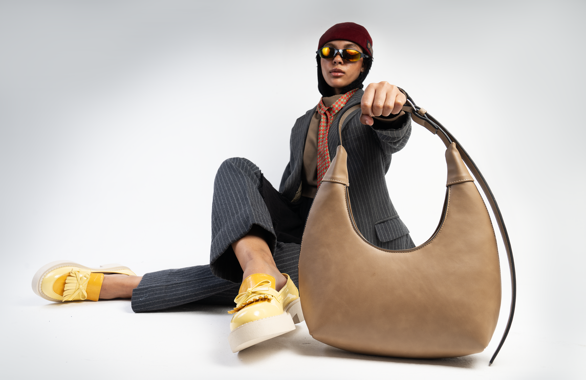 Chicac | Faux Leather Hobo Bag - Cafe