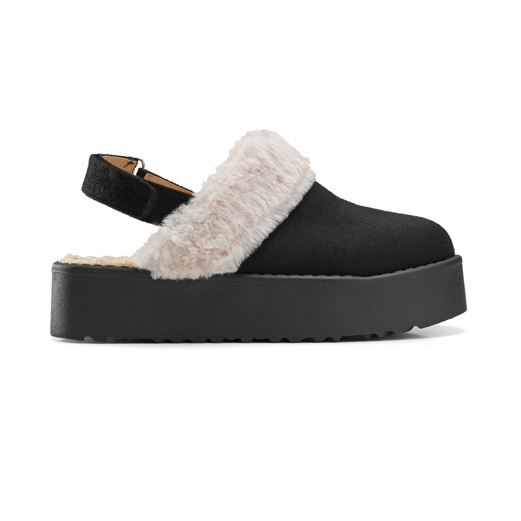 Suede Platform Clogs for Effortless Style - Black