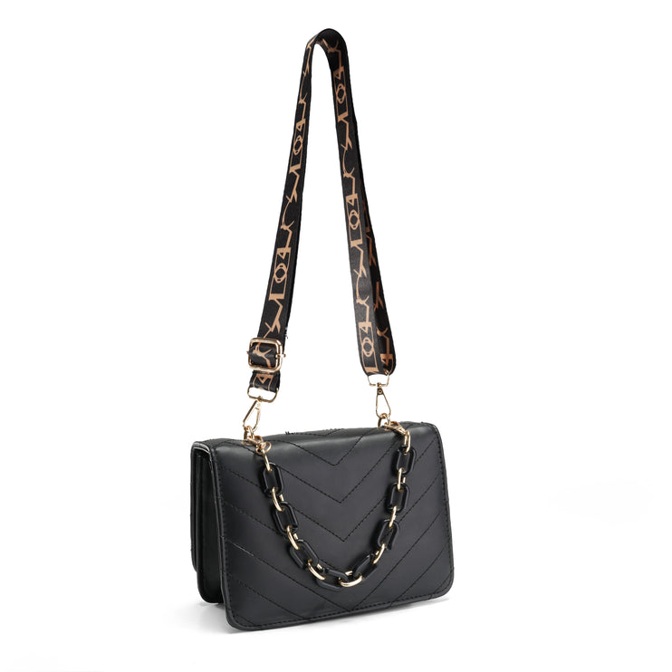 Quilted Bag with Chain Detail - Black