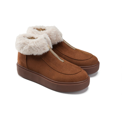 Fur Lined Sneakers for Winter Warmth - Brown