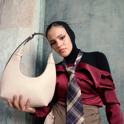 Chicac | Faux Leather Hobo Bag - Beige