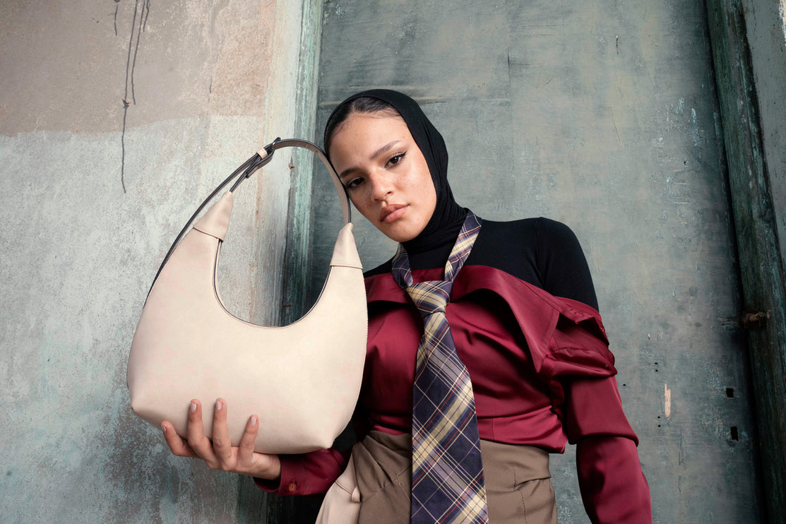 Chicac | Faux Leather Hobo Bag - Beige