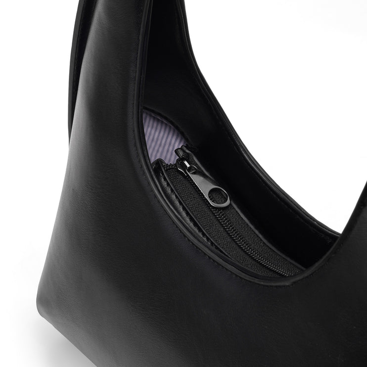 Chicac | Faux Leather Hobo Bag - Black