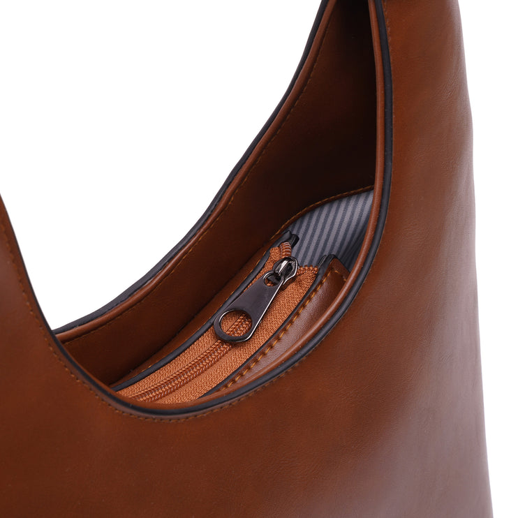 Chicac | Faux Leather Hobo Bag - Camel