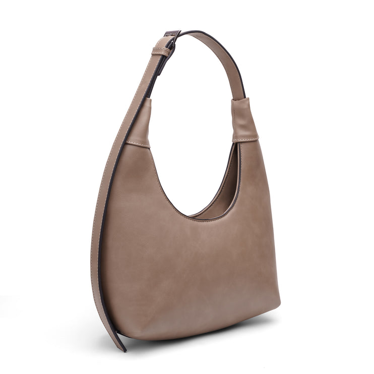 Chicac | Faux Leather Hobo Bag - Cafe